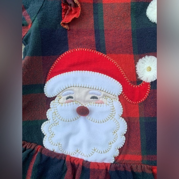 Mud Pie Size 12-18 Months Santa Embroidered Plaid Tunic - Picture 4 of 6